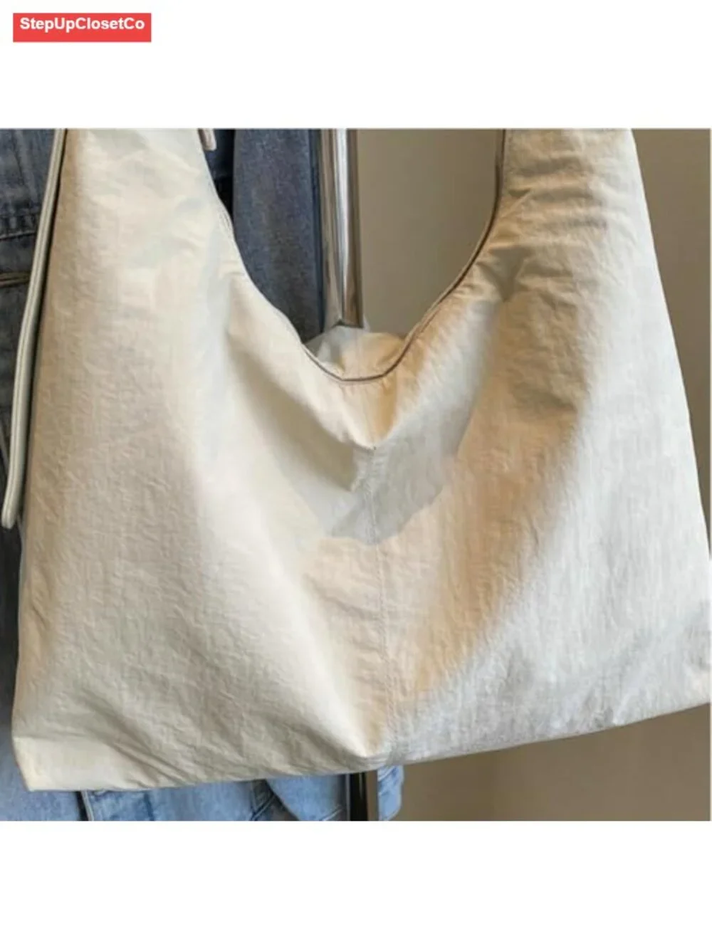 Slouchy Nylon Tote Bag Women Crossbody Underarm Shoulder Hobo Satchel College